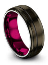 Guy Wedding Ring Black Line Tungsten Gunmetal Black Rings Husband - Charming Jewelers