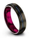 Engagement Guys and Wedding Band Set 6mm Blue Line Tungsten Band for Womans - Charming Jewelers