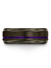 Gunmetal Anniversary Band Set for Wife Tungsten Purple Line Bands Rings Set - Charming Jewelers