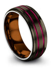 Gunmetal Promise Band 8mm Tungsten Rings for Woman Engraved Couple Matching - Charming Jewelers