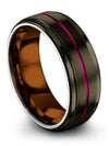 8mm Gunmetal Line Wedding Rings Guys Womans 8mm Tungsten Wedding Bands - Charming Jewelers