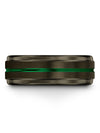 Tungsten Wedding Rings Gunmetal and Green 8mm Guys Tungsten Ring Mens Bands - Charming Jewelers