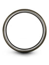 Step Flat Wedding Rings Male Ring Gunmetal Tungsten 8mm Grey Line Band Her - Charming Jewelers