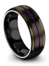 Man Wedding Gunmetal Rings Mens Tungsten Wedding Rings Purple Line Minimal Ring - Charming Jewelers