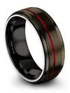 Men&#39;s Anniversary Band Red and Gunmetal Tungsten Polished