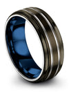 Wedding Band Sets for Male and Mens 8mm Tungsten Carbide Wedding Rings Gunmetal - Charming Jewelers