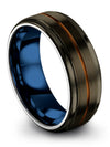 Gunmetal and Copper Wedding Band Set Guys Tungsten Carbide Wedding Bands - Charming Jewelers