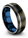 Wedding Rings for Womans and Lady Tungsten Ring Mens Brushed Gunmetal and Blue - Charming Jewelers
