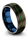Tungsten Gunmetal Green Wedding Band Men&#39;s Tungsten Carbide Band Ring Sets - Charming Jewelers