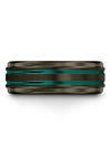 Wedding Rings for Womans and Lady Tungsten Ring Mens Brushed Gunmetal and Teal - Charming Jewelers