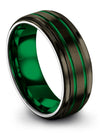 Guys Promise Ring 8mm Green Line Men Gunmetal Green Tungsten Wedding Bands 8mm - Charming Jewelers