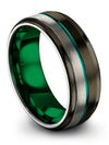 8mm Teal Line Woman&#39;s Wedding Ring Tungsten Band for Female Gunmetal and Teal - Charming Jewelers