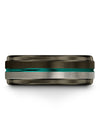 Wedding Ring for Couples Tungsten Rings Wedding Ring Gunmetal Teal Midi Band - Charming Jewelers