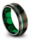 His and Him Rings Wedding Ring Mens Wedding Ring Tungsten Gunmetal Teal Plain - Charming Jewelers