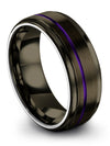 Purple Line Wedding Bands Tungsten Rings for Woman Purple Line 8mm Gunmetal - Charming Jewelers