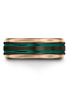 Woman&#39;s Plain Gunmetal Wedding Ring Tungsten Ring Natural Male Green Line Bands - Charming Jewelers