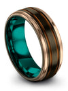 Plain Man Wedding Ring Tungsten Gunmetal Band Mens Gunmetal and Copper 8mm Ring - Charming Jewelers