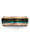 Gunmetal Teal Promise Band Sets for Wife and Boyfriend Nice Tungsten Bands I - Charming Jewelers