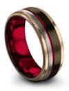 Man Red Line Anniversary Band Tungsten Wedding Rings