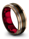 Gunmetal Men Wedding Rings 8mm Tungsten 8mm Wedding Bands Gunmetal Engagement - Charming Jewelers