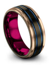 Mens Anniversary Band 8mm Blue Line Tungsten Carbide Gunmetal Rings for Female - Charming Jewelers