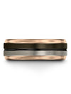 Wedding Ring Matching Set Tungsten Ring Step Flat Gunmetal Minimalist Band Set - Charming Jewelers