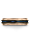 Woman Wedding Bands Blue Line Tungsten Gunmetal and Blue Ring for Womans Her - Charming Jewelers