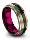 Wedding Band for Both Tungsten Ring for Men Green Line Gunmetal Rings Plain - Charming Jewelers