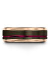 Simple Wedding Bands Sets Tungsten Band for Guy 8mm Brushed Gunmetal Fucshia - Charming Jewelers