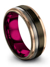 Gunmetal Ring Wedding Rings 8mm Tungsten Wedding Ring Promise Rings Couples Set - Charming Jewelers
