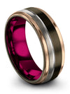 Gunmetal Wedding Bands Set Engravable Tungsten Bands for Lady Groove Rings Guy - Charming Jewelers