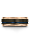 Lady Wedding Band Unique Gunmetal and Blue Tungsten Ring Bands Set Small - Charming Jewelers