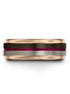 Gunmetal Matching Wedding Rings Tungsten Rings Wedding Ring Fucshia Line Ring - Charming Jewelers