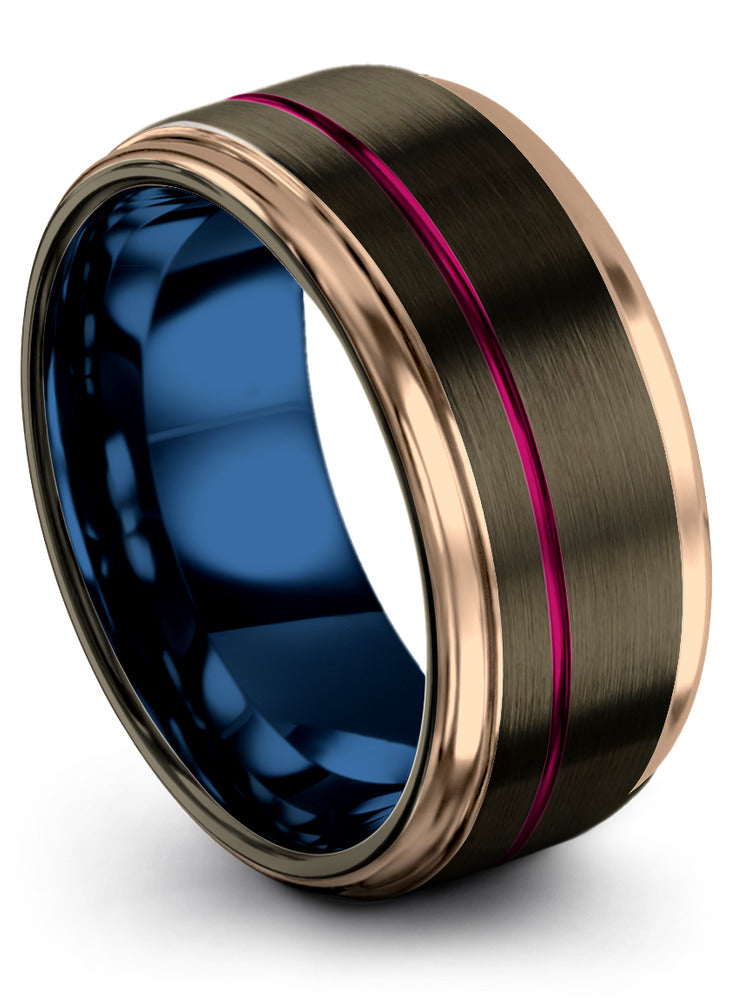 10mm Wedding Rings Female Tungsten Gunmetal Bands 10mm