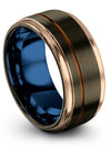 Gunmetal Copper Wedding Band for Mens Tungsten Carbide Gunmetal Plated - Charming Jewelers
