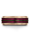 Couples Gunmetal Wedding Bands Sets Tungsten Carbide Gunmetal and Fucshia Bands - Charming Jewelers