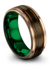 8mm Copper Line Wedding Rings Tungsten Wedding Rings Set for Husband and Fiance - Charming Jewelers