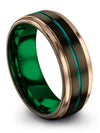 8mm Teal Line Wedding Male Tungsten Carbide Wedding Rings Gunmetal Couple&#39;s - Charming Jewelers