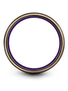 Brushed Promise Ring Men Tungsten Bands for Men Gunmetal and Purple Cute Couple - Charming Jewelers