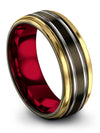 Gunmetal Guys Wedding Ring Engraved Dainty Wedding Band
