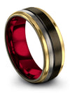 Rings Couple Promise Band Womans Gunmetal Tungsten Wedding Ring 8mm Gunmetal - Charming Jewelers