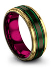 Gunmetal Tungsten Band for Man and Woman&#39;s 8mm 55th - Emerald Gunmetal Green - Charming Jewelers