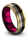 Wedding Bands Matching Sets Tungsten Carbide Ring for Woman Gunmetal 8mm - Charming Jewelers