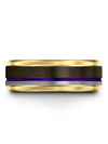 Womans Anniversary Band Gunmetal and Purple Tungsten Carbide Band for Couples - Charming Jewelers