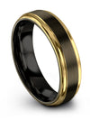 Men Carbide Wedding Bands Brushed Gunmetal Tungsten Ring Handmade Jewelry 6mm - Charming Jewelers