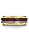 8mm Gunmetal Wedding Rings for Lady Tungsten Band for Guys Gunmetal and Fucshia - Charming Jewelers