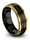 Mens 8mm Black Line Wedding Band Tungsten Ring 8mm Gunmetal Minimalist Gunmetal - Charming Jewelers