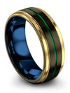 Band Set for Him Gunmetal Wedding Tungsten Ring Gunmetal Green Unique - Charming Jewelers