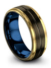 8mm Gunmetal Line Wedding Ring Wedding Bands Set Girlfriend and Husband - Charming Jewelers