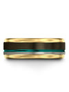 8mm Teal Line Ladies Anniversary Ring Luxury Tungsten Bands Her and Fiance - Charming Jewelers